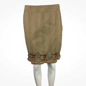 Vintage Y2K Cynthia Steffe Sz 6 Embroidered Pin Striped Pencil Ruffle Skirt